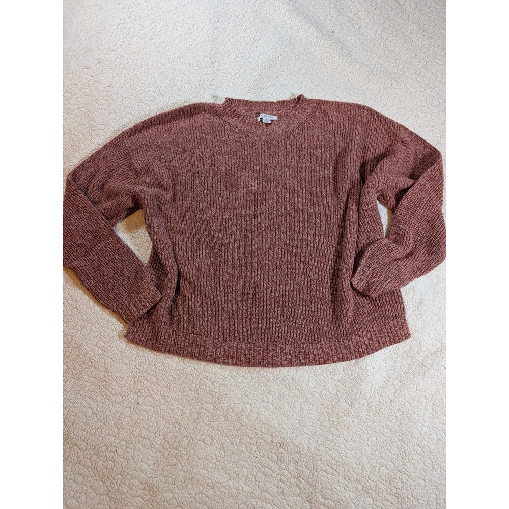 American Eagle Womens XL Ribbed Crewneck Sweater Marl Red Brown Cotton Blend